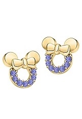 nice silver gold Minnie Mouse tanzanite gemstone birthstone baby earrings